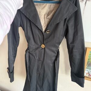 Michael Kors Charcoal Trench Coat with Gold Buttons